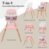 Kinder King 7 in 1 Baby High Chair Convert to Wooden Feeding Chair Removable Tray 5-Point Harness Gray - 3 of 4