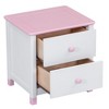 ORRD Wooden Nightstand with 2 Drawers for Kids, White + Pink End Table for Bedroom - 3 of 4