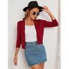 BLUEMING Womens Soft Knit Sweater Cardigan Bracelet Sleeve Open Front Cardigan Above Hip Length Cardigan - 2 of 4