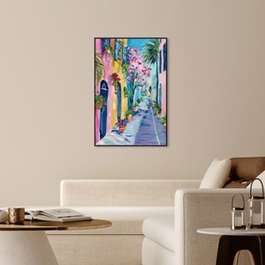Art Remedy The Colorful Streets Colorful Coastal Wall Art Framed - 1 of 4