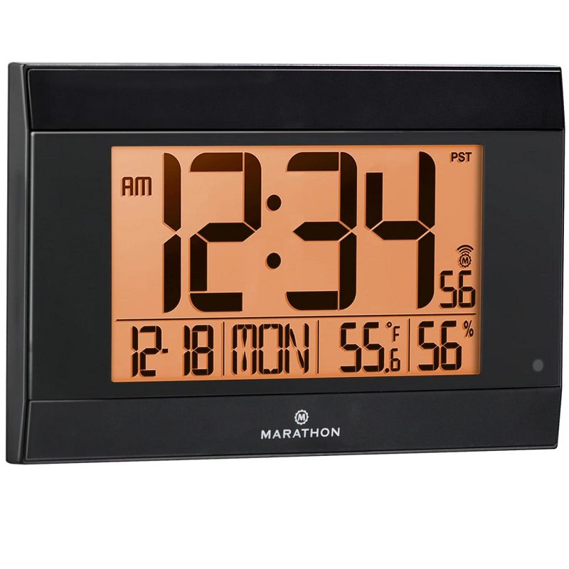 Marathon Atomic Digital Wall Clock With Auto-Night Light, Temperature & Humidity, 1 of 9
