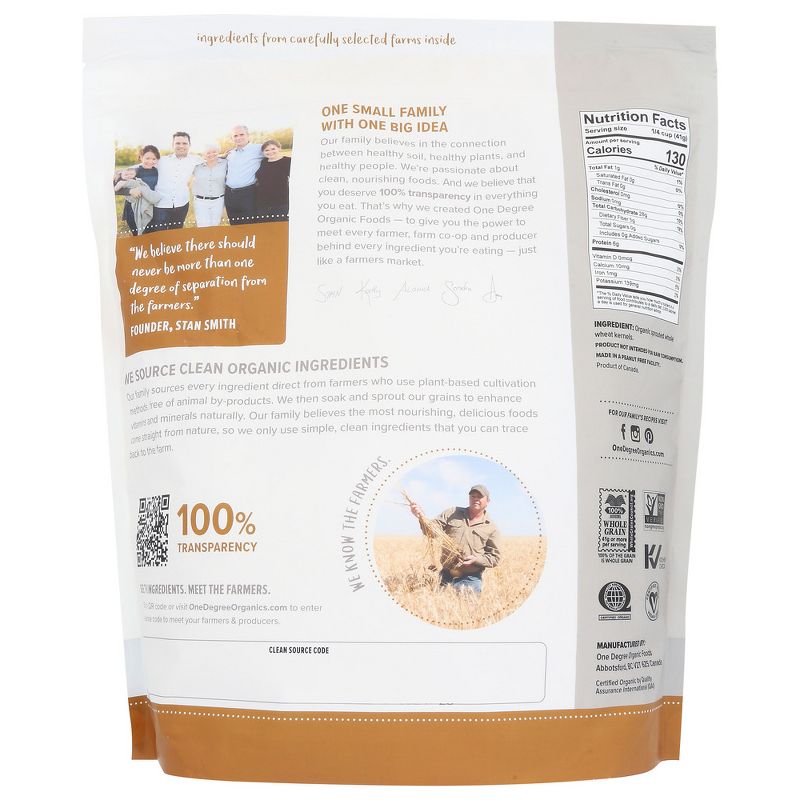 One Degree Organic Foods Sprouted Whole Wheat Flour - Case of 4/80 oz, 3 of 7