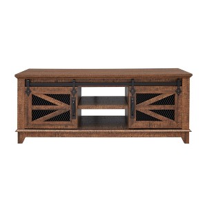 OKD 48'' Farmhouse Coffee Table with Storage & Sliding Barn Doors - 1 of 4