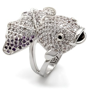 Slickblue Rhodium Brass Ring with Multi-Color CZ Stones - Unique Pave Design, Perfect for Women, Size 5-10 - 1 of 4