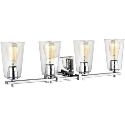 Mercer Chrome 4-Light Vanity with Clear Seeded Glass Shades