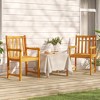 vidaXL Patio Chairs 2 Pcs with Armrest - Solid Acacia Wood - Weather-Resistant Outdoor Seating - Brown - Patio/Garden/Deck - 2 of 4