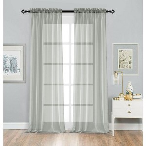 Kate Aurora 2 Piece Premium Rod Pocket Sheer Voile Curtain Panels For Extra Long Windows - 120 in. Long - 1 of 1