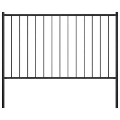 vidaXL Fence Panel with Posts Powder-coated Steel 5.6'x3.3' Black