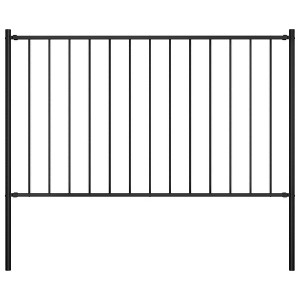 vidaXL Fence Panel with Posts Powder-coated Steel 5.6'x3.3' Black - 1 of 4