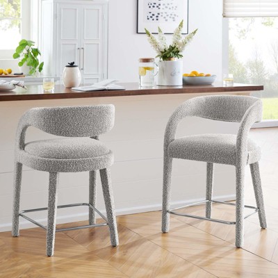Modway Pinnacle Boucle Upholstered Counter Stool Set of Two