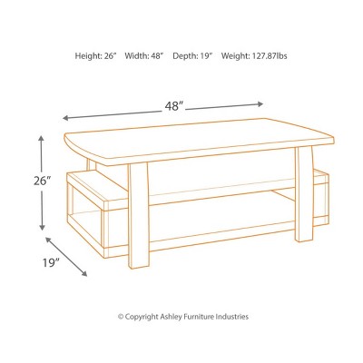Modern Vailbry 48" Black/Brown Lift-Top Rectangular Cocktail Table