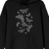 NAVIGIRI Gray Butterflies Adult Black Long Sleeve Hooded Sweatshirt - 2 of 3