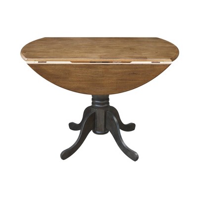 Cottage Charm 42" Round Hickory Wood Extendable Dining Table