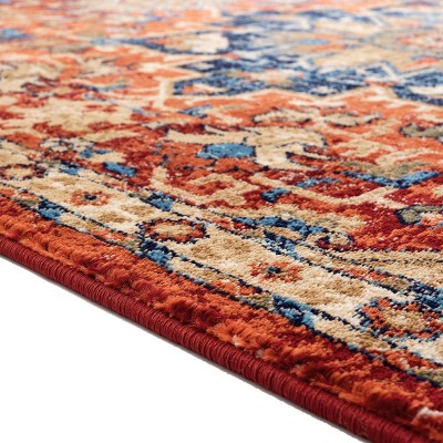 Red and Beige Oriental Synthetic 5' x 7' Area Rug