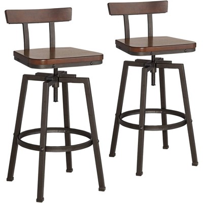 Elm Lane Roark Dark Bronze Adjustable Swivel Bar Stools Set of 2