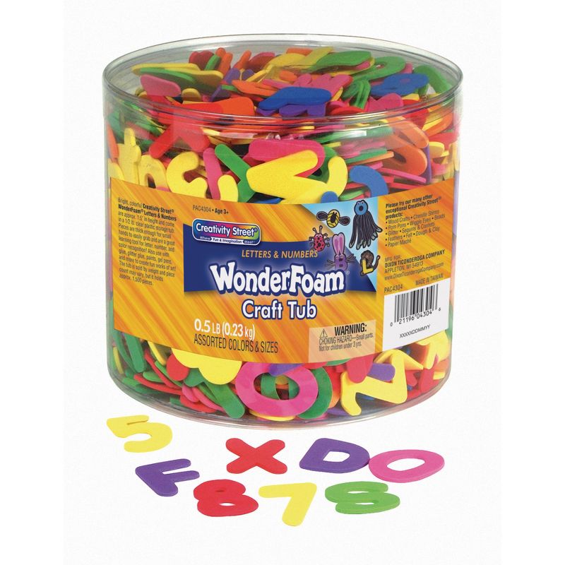 Creativity Street WonderFoam Craft Tub, Letters and Numbers, Assorted Sizes, 1/2 lb. Per Tub, 2 Tubs, 2 of 8