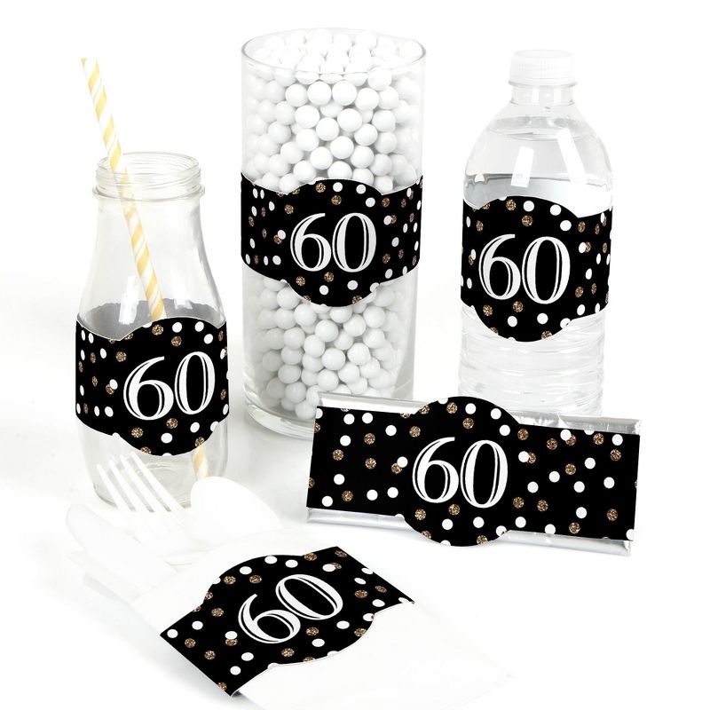 Big Dot of Happiness Adult 60th Birthday - Gold - DIY Party Supplies - Birthday Party DIY Wrapper Favors & Decorations - Set of 15, 1 of 5