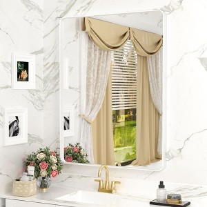 Apmir 28 in. W x 36 in. H Rectangular Aluminum Alloy Framed and Tempered Glass Wall Mirror in Matte White - 1 of 4