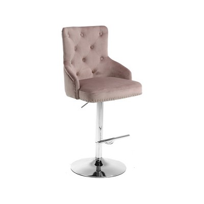Meridian Furniture,Claude Pink Velvet Adjustable Stool