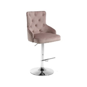 Meridian Furniture,Claude Pink Velvet Adjustable Stool - 1 of 4