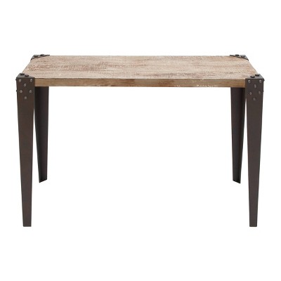 Industrial Iron and Wood Distressed Console Table Brown - Olivia & May