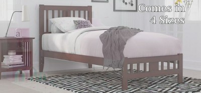 Gray Wood Queen Bed with Slatted Headboard and USB Ports