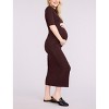 Women's Mock Neck 3/4 Sleeve Ribbed Maxi Dress | Motherhood Maternity - 3 of 4