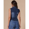 INSPIRE CHIC Women's Sleeveless Turndown Collared V Neck Button Down Waistcoat Denim Vest - 3 of 4