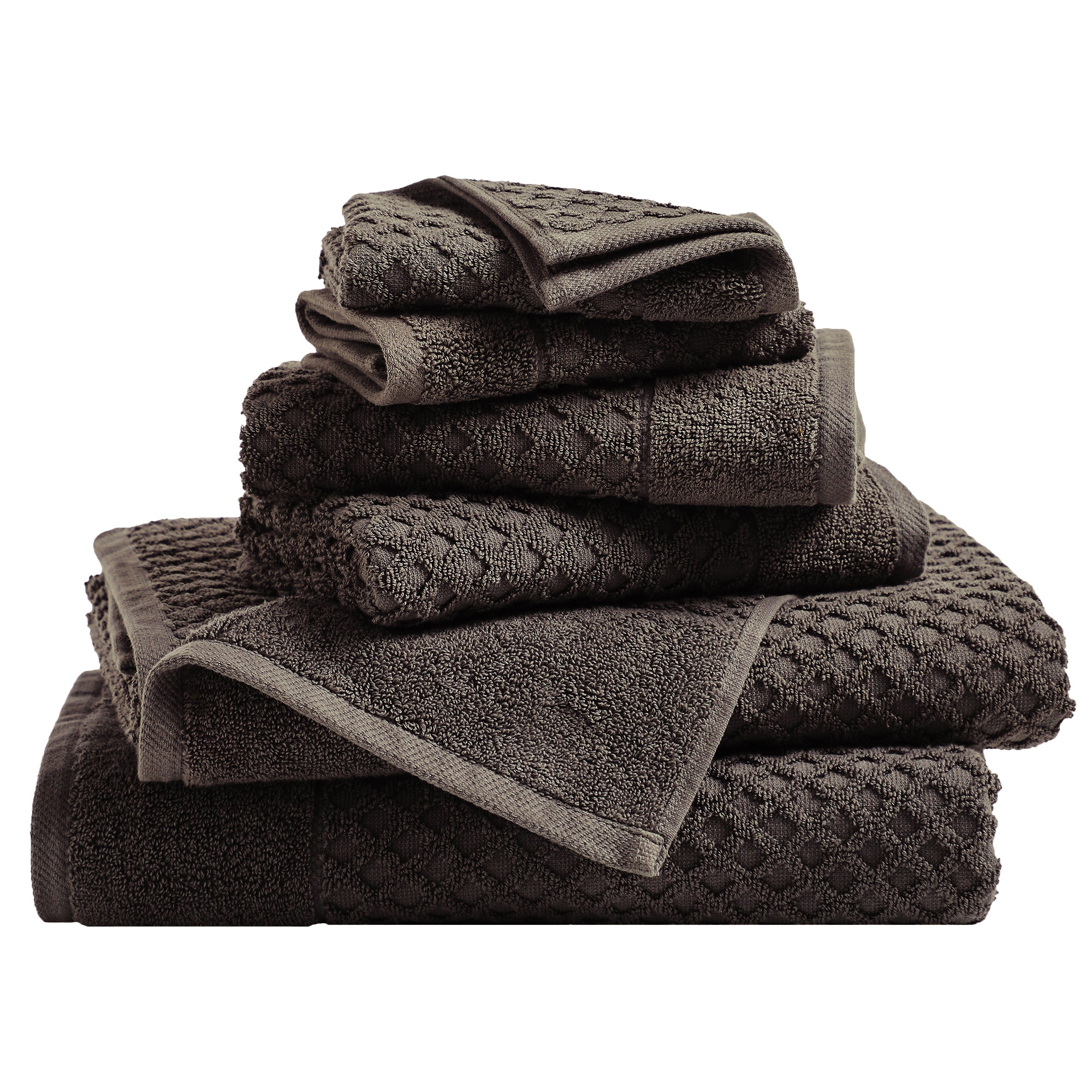 Cotton Quick-Dry Waffle Textured Towels - Great Bay Home (6 Piece Set, Midnight)
