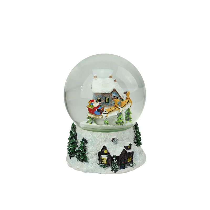 Northlight 6.75" Musical and Animated Santa and Reindeer Rotating Christmas Water Globe, 1 of 4