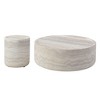 Faux MARS Pattern Round Coffee Tables, Faux Travertine Textured Side Table for Living Room - ModernLuxe - 4 of 4