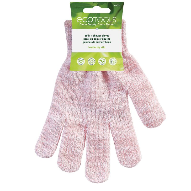 EcoTools Exfoliating Shower Gloves - Pink, 1 of 10