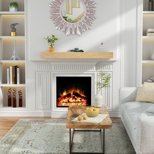 TinyHomie Fireplace Mantel,Wood Floating Fireplace Shelves,Wall Mounted Wooden Display Shelving - 1 of 4