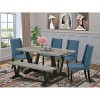 HomeStock 6-Piece Rectangle Natural Oak Finish Solid Wood Top Dining Table with 1-Bench, 4-Chairs - 2 of 4