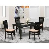 HomeStock 5-Piece Rectangle Black Finish Solid Wood Top Dining table with 4 Chairs with Butterfly Leaf Slat Back - 2 of 4