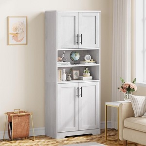 67in Tall Kitchen Storage Cabinet, Bathroom Cabinet with Adjustable Shelves, Freestanding Pantry Cabinet, Cupboard for Living Room, Dining Room,White - 1 of 4