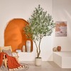 DR.Planzen 6/7/8FT Double-Fork Artificial Olive Tree in White Oval Planter, Realistic Faux Olive Tree with Elegant Branching for Indoor Outdoor Decor - 4 of 4