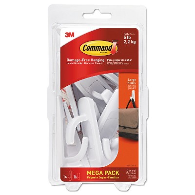 Command 6 Hooks 12 Strips Medium Sized Utility Hooks Value Pack White :  Target