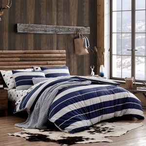 G.H. Bass & Co. King River Stripe Comforter & Sham Set Navy: Flannel, Rugby Striped, Lightweight Fabric - 1 of 4
