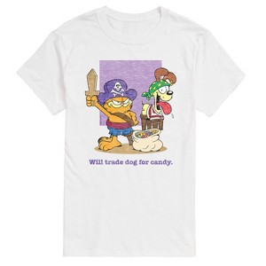 Men's - Garfield - Halloween Will Trade Dog For Candy Short Sleeve Graphic T-Shirt - 1 of 4