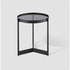 Modern Minimalist Tray Top Round Glass Side Table Black - Saracina Home - 3 of 4