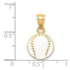 Black Bow Jewelry 14k Yellow Gold White Enameled Baseball Pendant, 12mm - 4 of 4