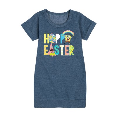 - SpongeBob SquarePants - Hoppy Easter Icons Graphic Short Sleeve Fleece Dress