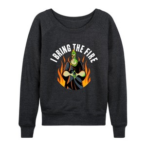 Women's - Disney Villains - Hades I Bring The Fire Lightweight French Terry Wide Neck Long Sleeve Shirt - 1 of 4