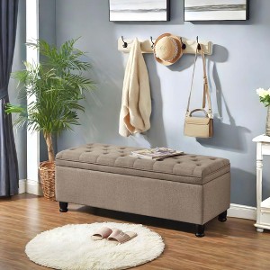 NicBex Modern 45" Tufted Storage Bench with Linen Fabric for Bedroom and Living Room - 1 of 4