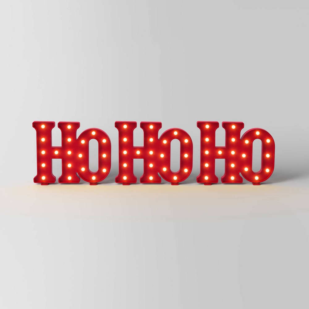 Photos - Floodlight / Street Light 16" LED Red 'Ho Ho Ho' Christmas Novelty Sculpture Light Warm White - Wond