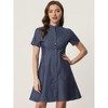 Allegra K Women's Casual Button Down Short Sleeve Denim Shirt Dress - 3 of 4