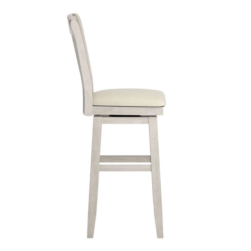 iNSPIRE Q Slat Back Bar Height Wood Swivel Chair in Antique White, 2 of 6
