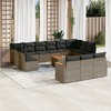 vidaXL 14 Piece Patio Sofa Set with Cushions Gray Poly Rattan - With Table - 2 of 4