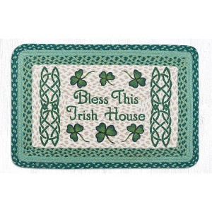 Earth Rugs Bless This Irish House Oblong Patch Tread – 20"x30" Rustic Farmhouse Rug - 1 of 3